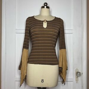Striped Brown and Tan Women's Blouse